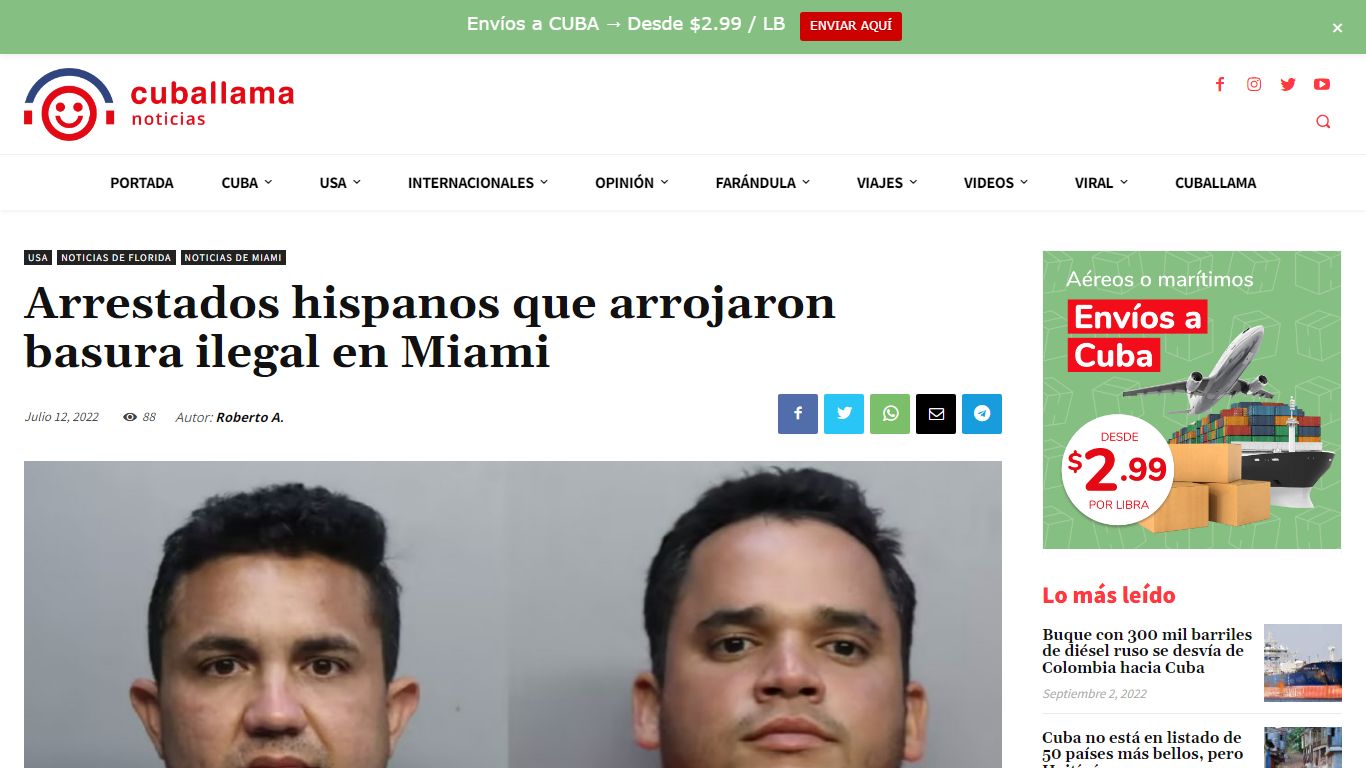 Arrestados hispanos que arrojaron basura ilegal en Miami