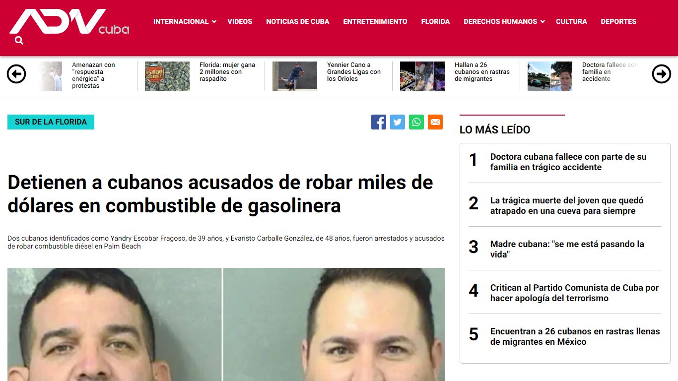 Detienen a cubanos acusados de robar miles de dólares en combustible de ...